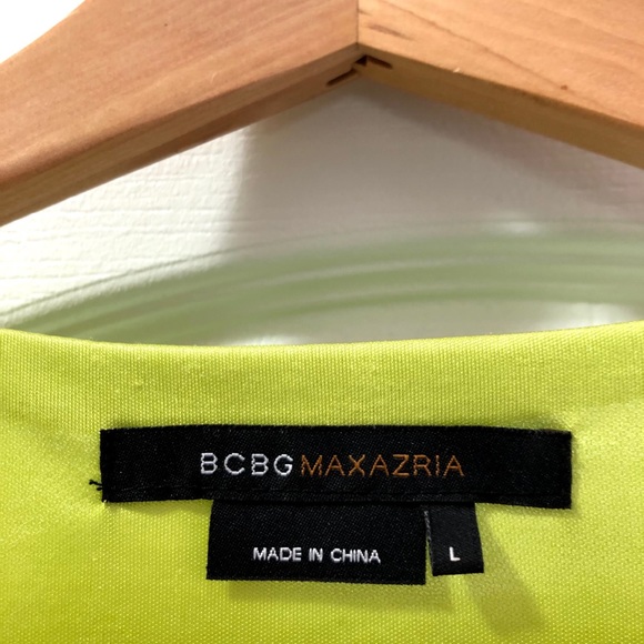 ♥️BCBG MaxAzria chartreuse chiffon bead dress - Picture 9 of 11